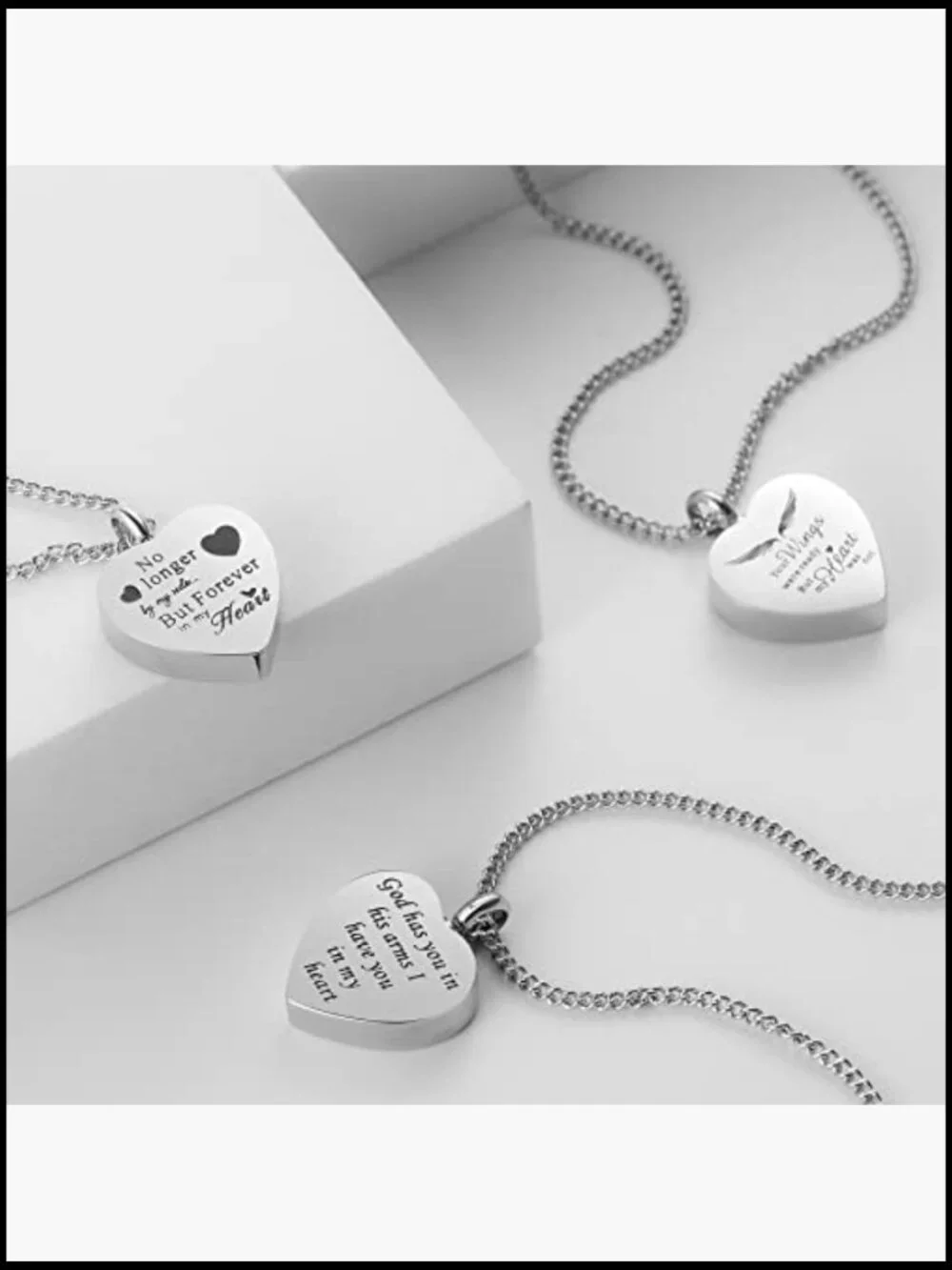 Heart Urn Necklace for Ashes Memorial Cremation Jewelry, Stainless Steel